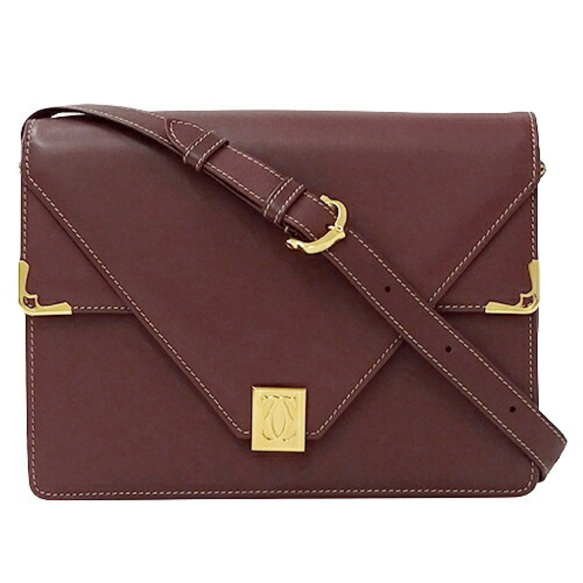 Cartier Bag Ladies Shoulder Must Leather Bordeaux Crossbody